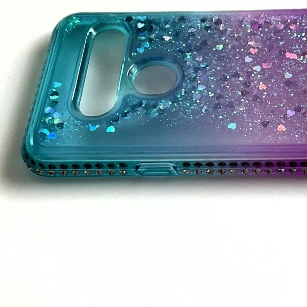 ZX-LG V40 DZ PHONE CASE LIQUID HEART BLING CASE